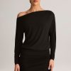 Modal Off-Shoulder Mini Dress in Black