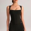 Modal Square-Neck Corset Top in Black