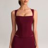 Modal Square-Neck Corset Top in Wine