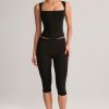 Modal Mid-Rise Capri Leggings in Black
