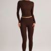 Modal Mid-Rise Leggings in Chocolate Brown