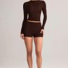 Modal High-Rise Mini Shorts in Chocolate Brown