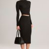 Modal Mid-Rise Pencil Skirt in Black