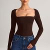 Modal Square-Neck Top in Chocolate Brown