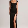 Modal Sweetheart-Neck Maxi Dress in Black