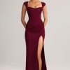 Modal Sweetheart-Neck Maxi Dress in Wine