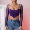Long Sleeve Crop Top in Violet
