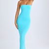 Modal Bandeau Maxi Dress in Aqua Blue