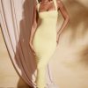 Square Neck Midi Dress in Pastel Yellow