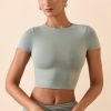 Cap Sleeve Crop Top in Smoke Green