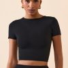 Cap Sleeve Crop Top in Black