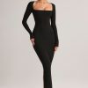 Modal Square-Neck Maxi Dress in Black