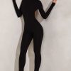 High Neck Open Back Jumpsuit in Black
