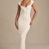 Modal Sweetheart-Neck Cap-Sleeve Midaxi Dress in Ivory