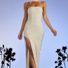Embellished Bandeau Maxi Dress in Ivory