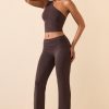 Mid-Rise Straight-Leg Trousers in Chocolate Brown