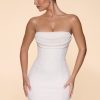 Embellished Strapless Cowl Neck Mini Dress in Ivory