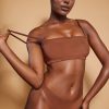 Soft Mesh Bandeau Bra in Chestnut