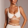 Embellished Underwired Strappy Crop Top in White