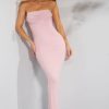 Embellished Bandeau Cowl Neck Maxi Dress in Blush
