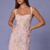 Embellished A-line Mini Dress in Soft Pink