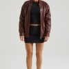 Faux Leather Jacket in Brown