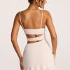Textured Jersey Cut-Out A-Line Mini Dress in Ivory