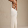 Textured Jersey Backless Maxi Dress in Ivory