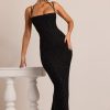 Embellished Cowl Neck Maxi Dress in Black