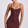 Ribbed Modal Mini Dress in Chocolate