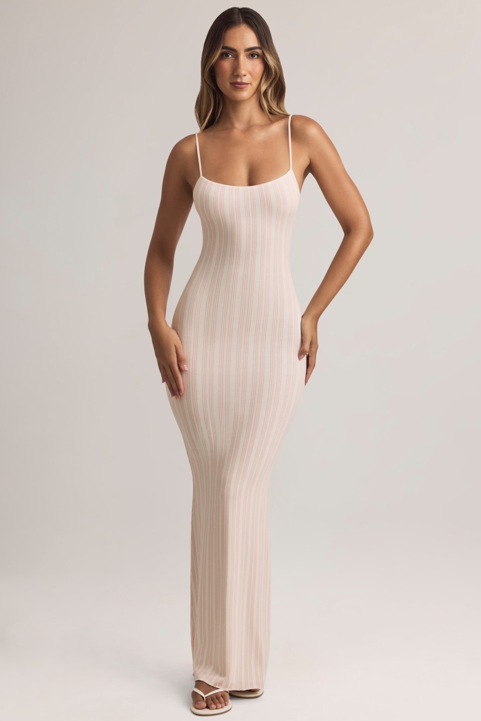 Modal Scoop-Neck Maxi Dress in Stripe Print