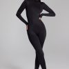 High Neck Long Sleeve Jumpsuit in Black