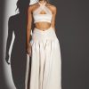 Woven Twill Voluminous Maxi Skirt in Ivory