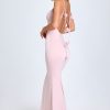 Slinky Jersey Floral-Appliqué Gown in Blush