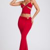 Mid Rise Maxi Skirt in Fire Red