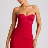 Strapless A-Line Mini Dress in Fire Red
