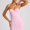 Strapless A-Line Mini Dress in Soft Pink