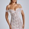 Sheer Lace A-Line Mini Dress in Ivory