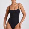 Ribbed Modal Square Neck Bodysuit in Black