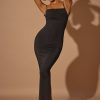 Ruched Bodycon Maxi Dress in Black