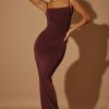 Ruched Bodycon Maxi Dress in Brown