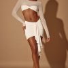 Asymmetric Draped Mini Skirt in Ivory