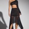 Embellished Handkerchief Hem Skirt in Black