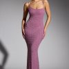 Embellished Asymmetric Maxi Dress in Grape