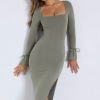 Modal Square-Neck Midaxi Dress in Sage Green