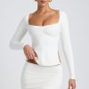 Modal Sweetheart-Neck Top in White