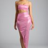 Draped Metallic Jersey Maxi Dress in Rose Pink