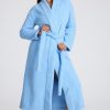 Tie Front Fleece Robe in Baby Blue