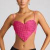 Embellished Heart Detail Crop Top in Magenta