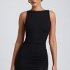 Modal High-Neck Open-Back Mini Dress in Black
